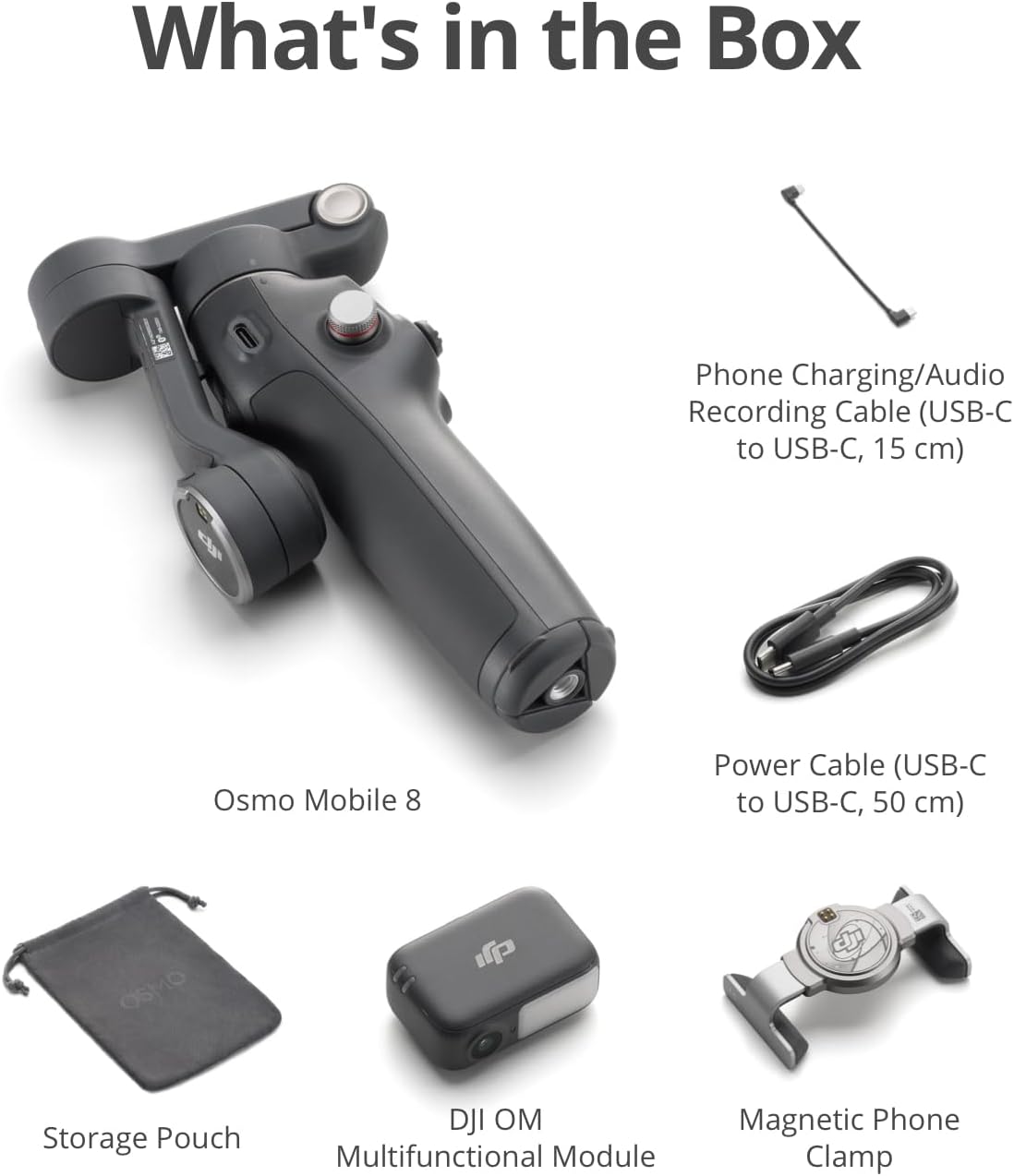DJI Osmo Mobile 8 Gimbal Stabilizer for Phone, Native Tracking with Audio & Lighting, 360° Pan Rotation, Built-in Extension Rod & Tripod, 10h Battery, Extension Rod, Robust 3-Axis Stabilization