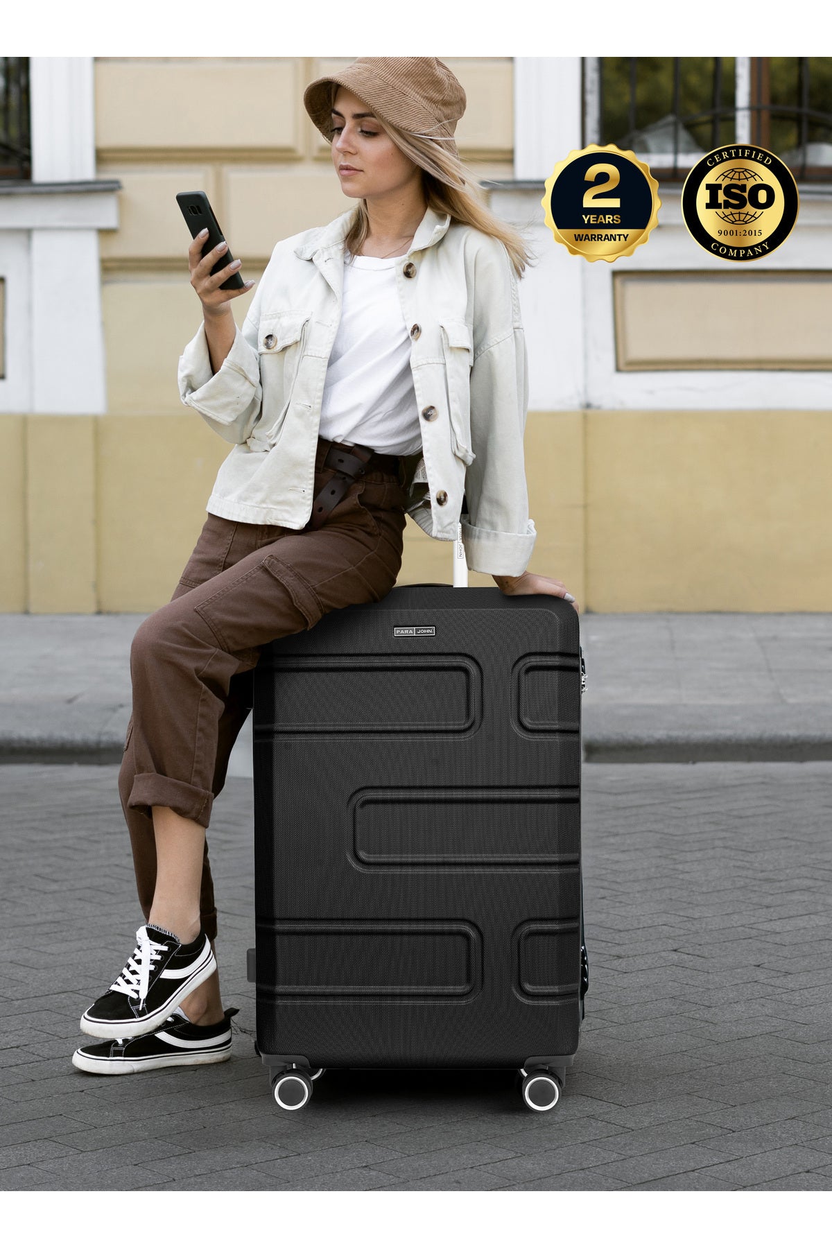 Cabin Size Lightweigh ABS Hardside Spinner Luggage Trolley -20 Inch | Carrying 10KG 4-Wheel Hardshell Suitcase  Black