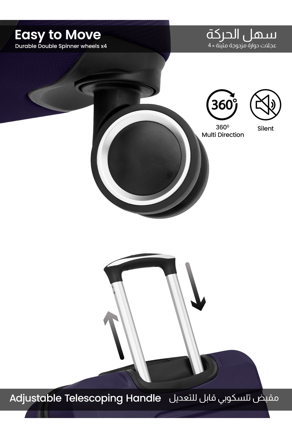 Cabin Size Lightweigh ABS Hardside Spinner Luggage Trolley -20 Inch | Carrying 10KG 4-Wheel Hardshell Suitcase Navy Blue