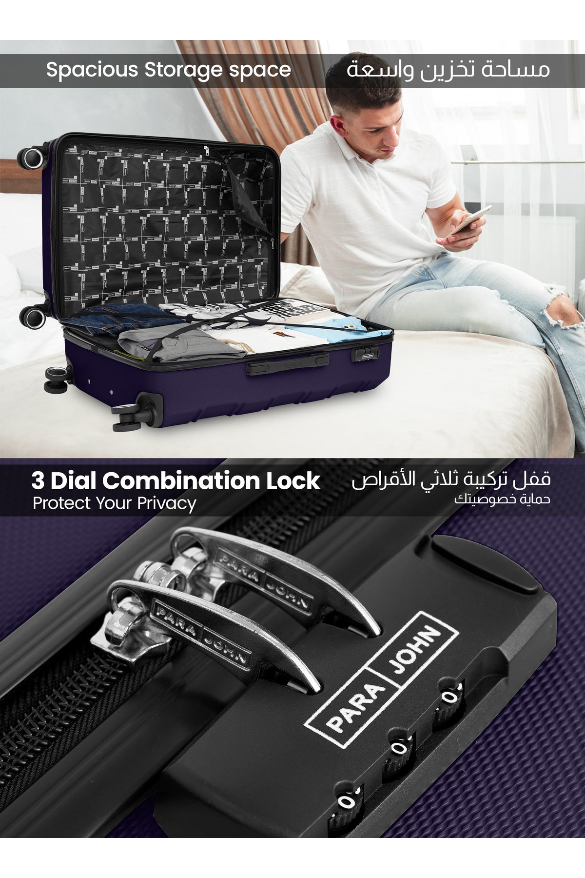 Cabin Size Lightweigh ABS Hardside Spinner Luggage Trolley -20 Inch | Carrying 10KG 4-Wheel Hardshell Suitcase Navy Blue