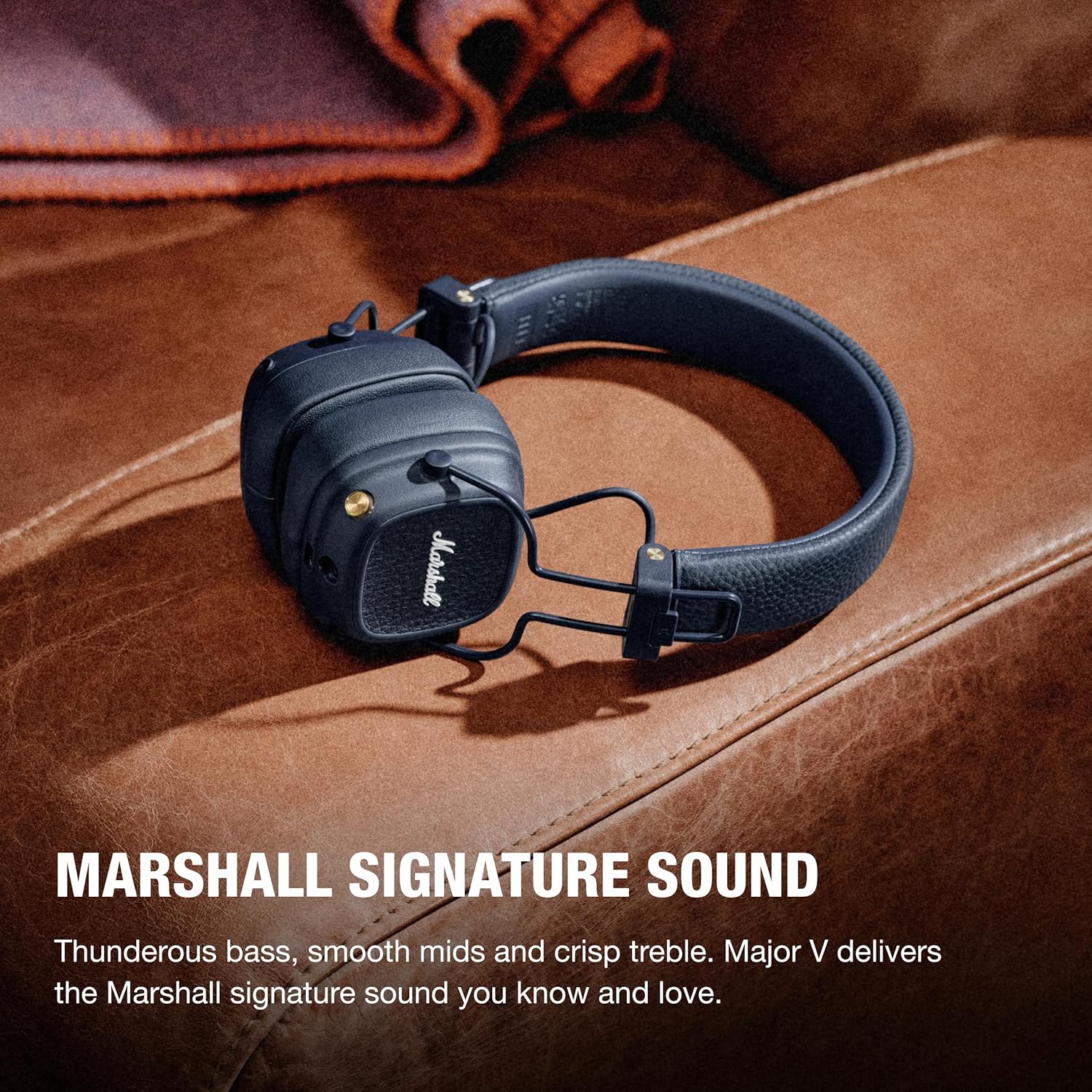 Marshall Major V Bluetooth Headphones - Foldable Bluetooth Wireless Headphones Bluetooth with 100+ Hours of Playtime (Midnight Blue)