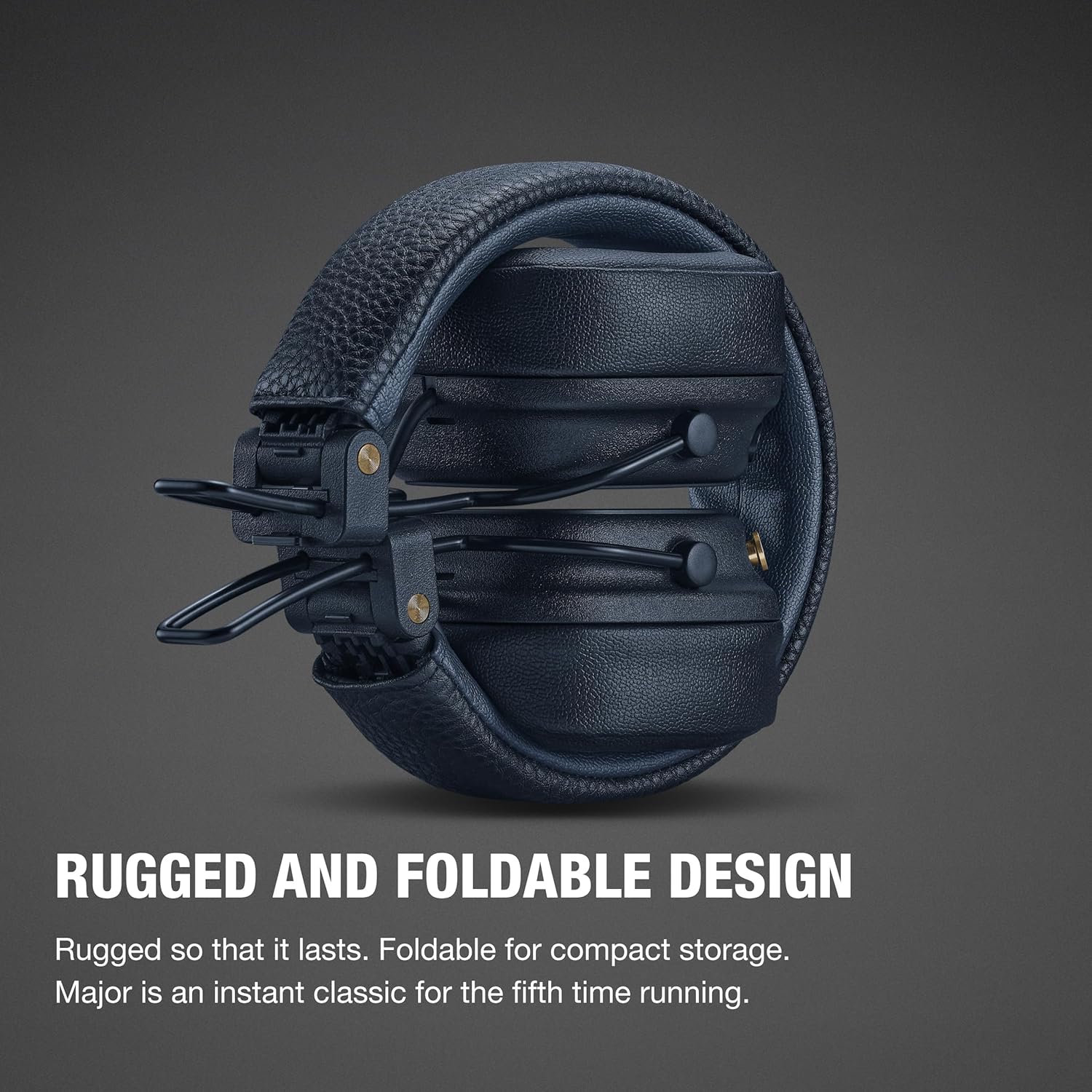 Marshall Major V Bluetooth Headphones - Foldable Bluetooth Wireless Headphones Bluetooth with 100+ Hours of Playtime (Midnight Blue)