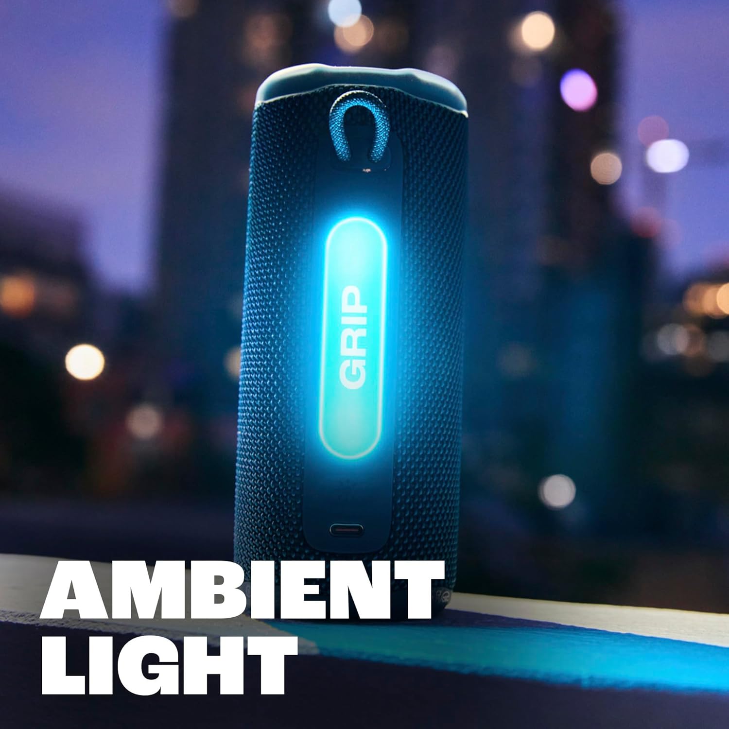 JBL Grip - Compact Bluetooth Speaker with Bold JBL Pro Sound and Ambient Light, up to 14 Hours of Playtime, Water, Dust and Drop-Proof (IP68), & Multi-Speaker Connection with Auracast™ (White)