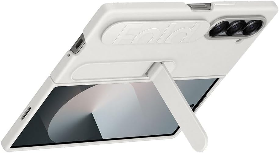 Samsung Galaxy Z Fold6 Silicone Grip Case with Stand, White