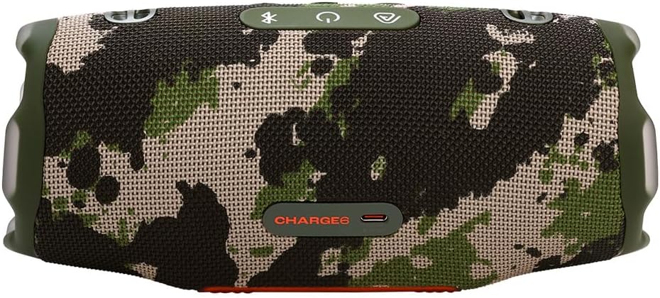 JBL Charge 6 Waterproof Portable Speaker Bundle with gSport Carbon Fiber Case (Camo)