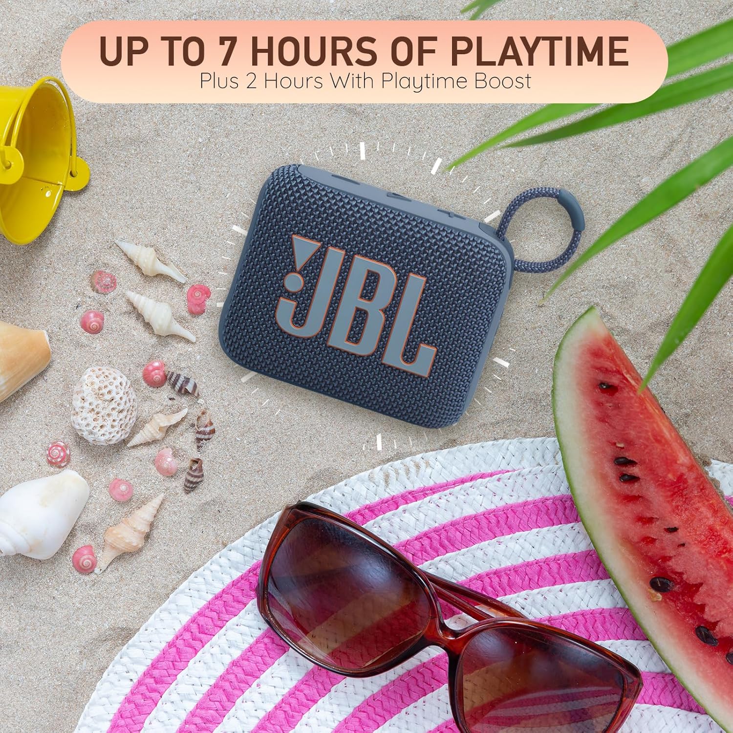 JBL Go 4 Portable Wireless Bluetooth Speaker, IP67 Waterproof & Dustproof Built-in Battery – Squad – All-in-One Boom h Material Solution provides a sound experience on the go