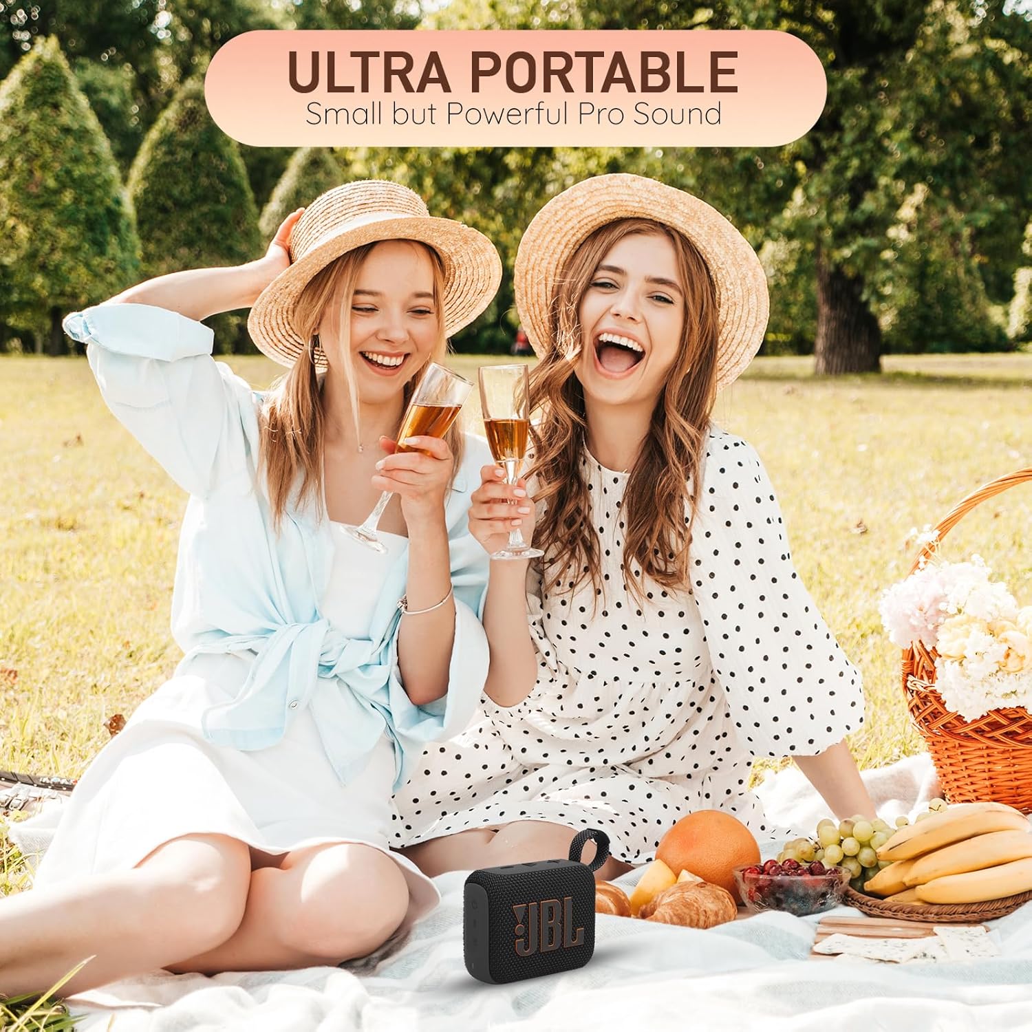 JBL Go 4 Portable Wireless Bluetooth Speaker, IP67 Waterproof & Dustproof Built-in Battery – Squad – All-in-One Boom h Material Solution provides a sound experience on the go