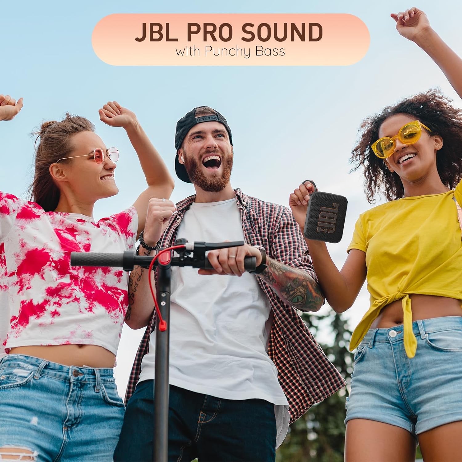 JBL Go 4 Portable Wireless Bluetooth Speaker, IP67 Waterproof & Dustproof Built-in Battery – Squad – All-in-One Boom h Material Solution provides a sound experience on the go