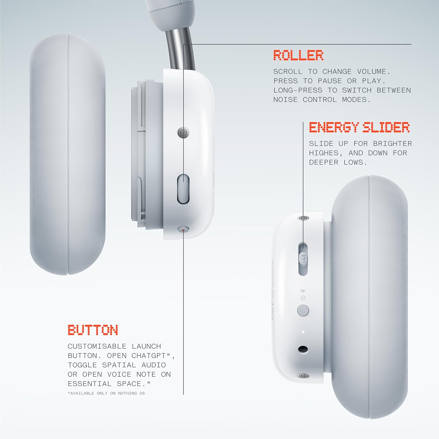 CMF by Nothing,Headphone Pro A11300010 50Hrcall time, ANC 4 Mic, B175, Light Grey