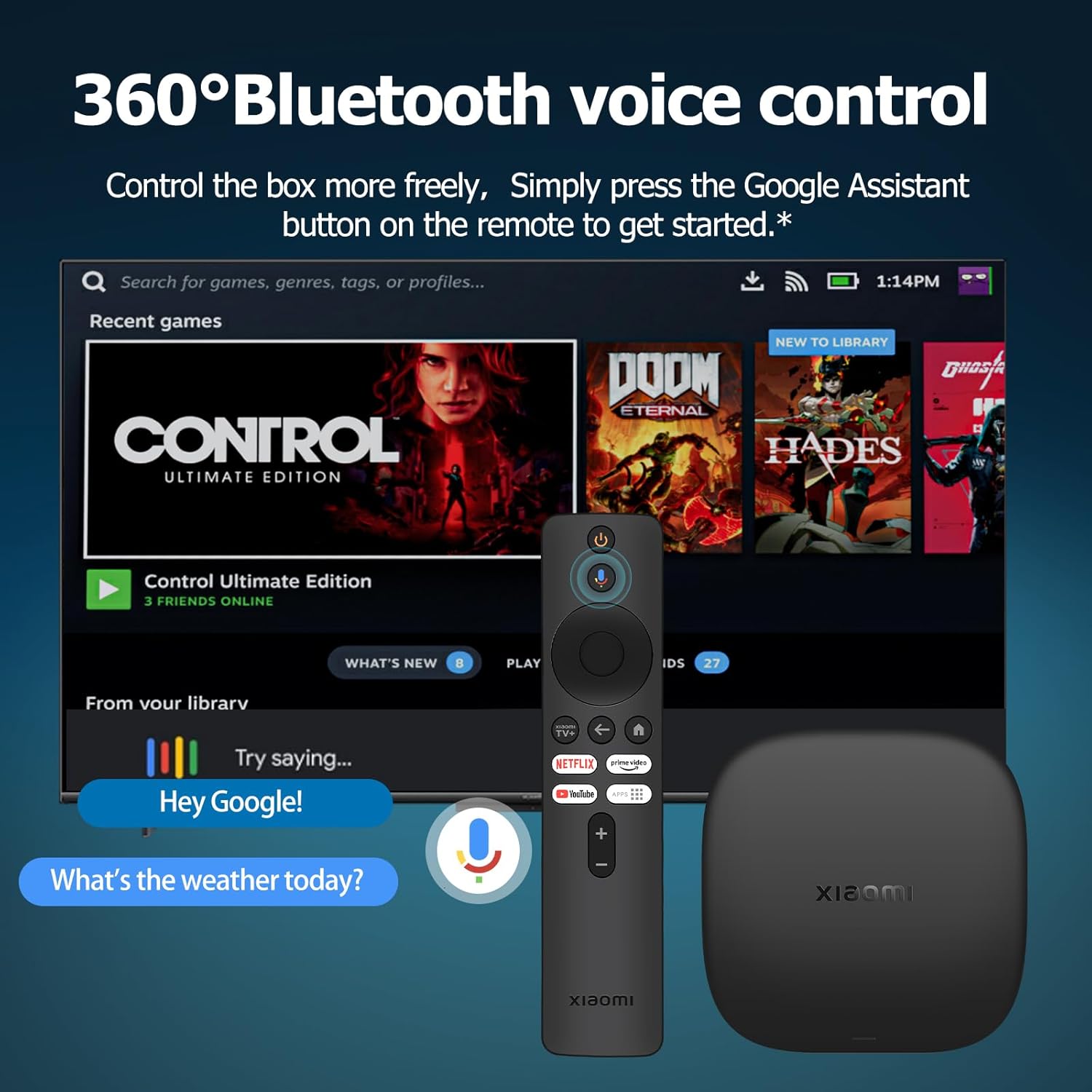 Xiaomi Mi TV Box S 3nd Gen, 2GB RAM + 32GB ROM, 4K Ultra HD Streaming Reproductive, Bluetooth, Wi-Fi, 3rd Generation, Black