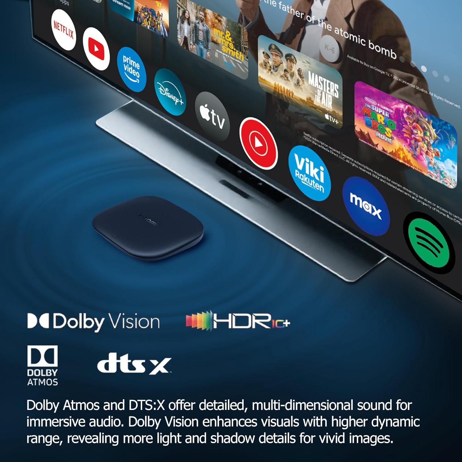 Xiaomi Mi TV Box S 3nd Gen, 2GB RAM + 32GB ROM, 4K Ultra HD Streaming Reproductive, Bluetooth, Wi-Fi, 3rd Generation, Black