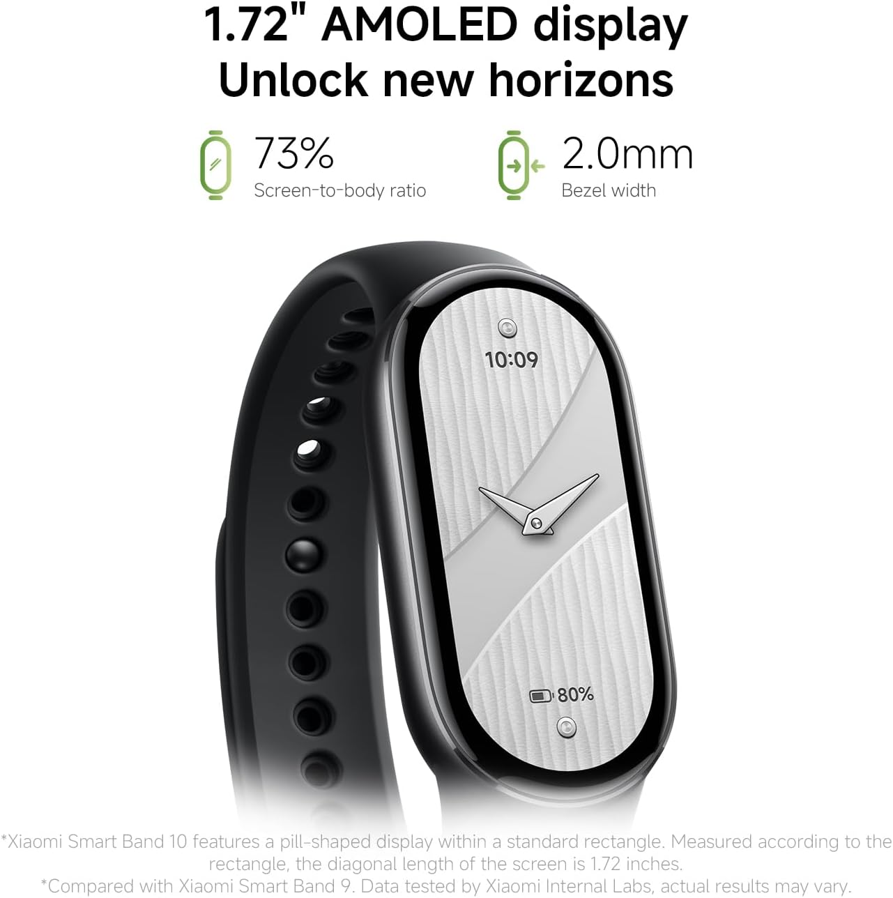 Xiaomi Smart Band 10 Glacier Silver| 1.72''AMOLED Narrow-edge Quadrilateral Display | Professional Workout Analysis | Up to 21-days Battery Life