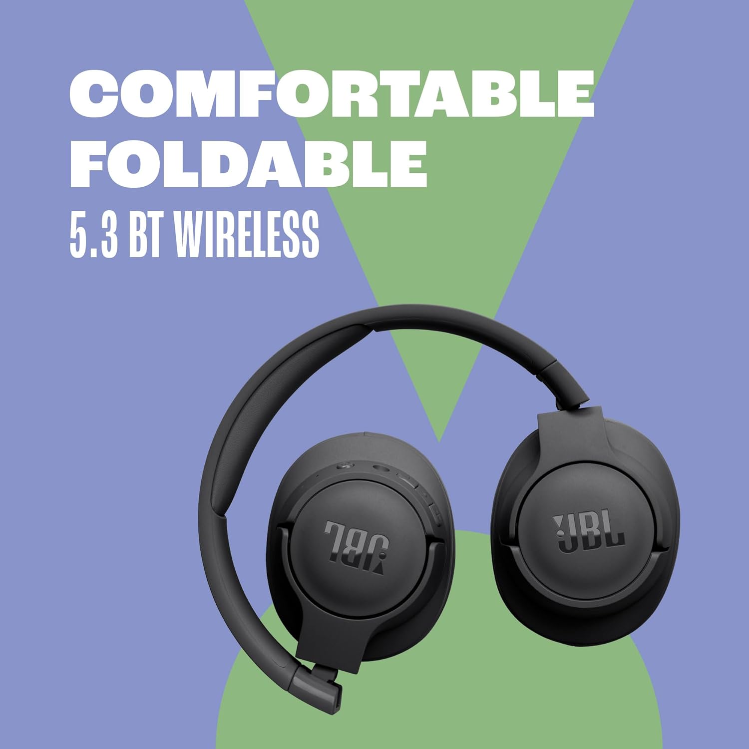 JBL Tune 720BT - Wireless Over-Ear Headphones Pure Bass Sound, Bluetooth 5.3, Up to 76H Battery Life and Speed Charge, Lightweight, Comfortable and Foldable Design (Black)