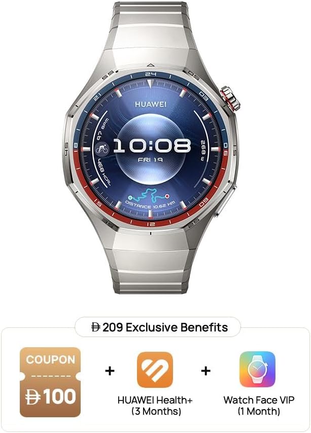 HUAWEI WATCH GT 6 Pro Smart Watch, 46mm, upto 21 days battery life, GPS Smart Watches with 100+ Sports Mode, Cycling, iOS & Android Compatible, ECG Analysis, Health Monitoring, Titanium