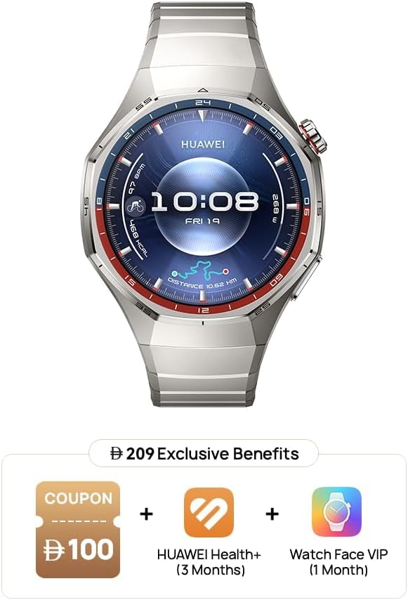 HUAWEI WATCH GT 6 Pro Smart Watch, 46mm, upto 21 days battery life, GPS Smart Watches with 100+ Sports Mode, Cycling, iOS & Android Compatible, ECG Analysis, Health Monitoring, Titanium