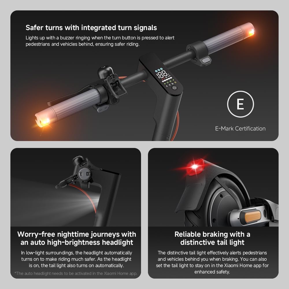Xiaomi Electric Scooter 5 pro，front and rear dual shock absorbers，60km long battery life，10-inch tubeless tires，1000WMax. power，22% Max. incline