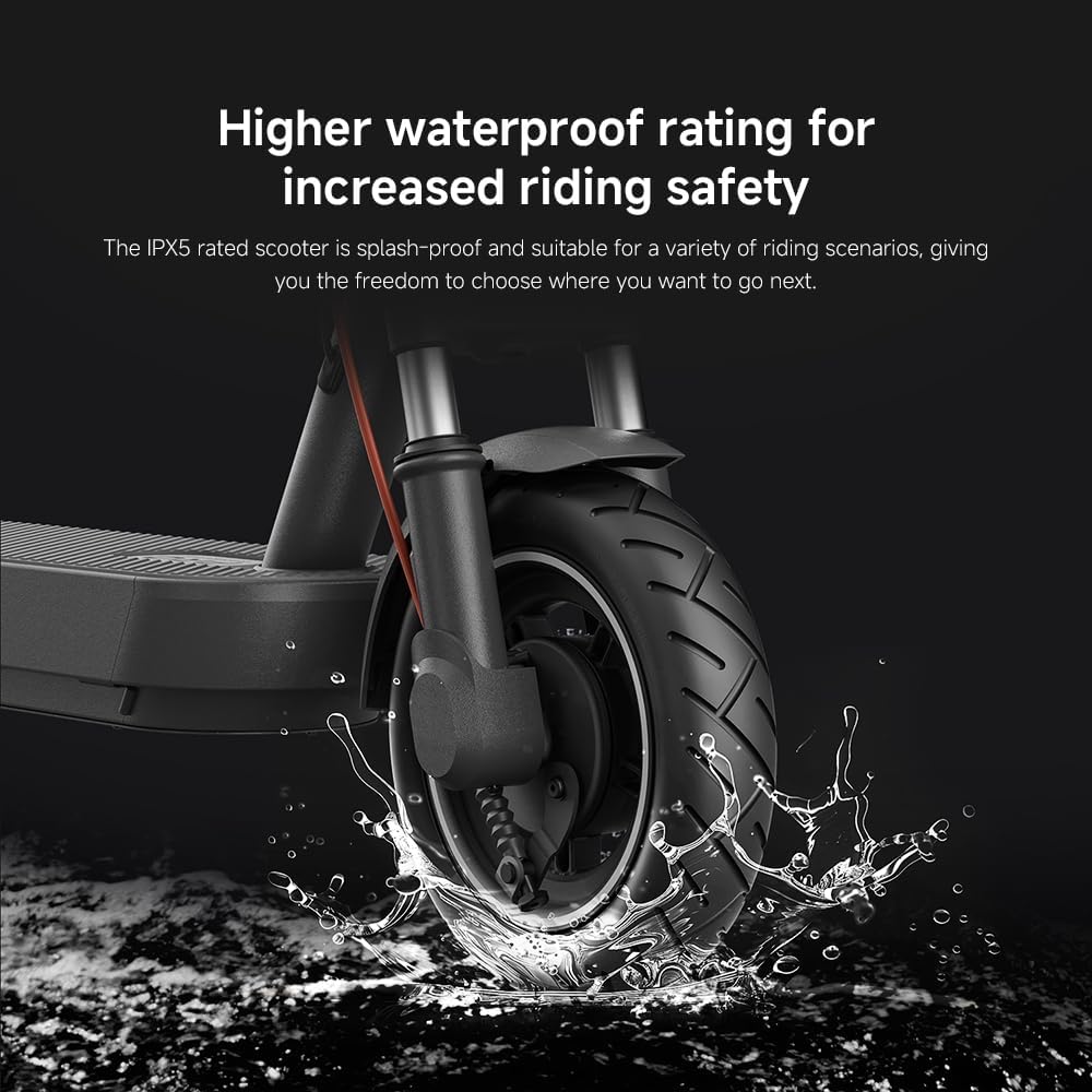Xiaomi Electric Scooter 5 pro，front and rear dual shock absorbers，60km long battery life，10-inch tubeless tires，1000WMax. power，22% Max. incline