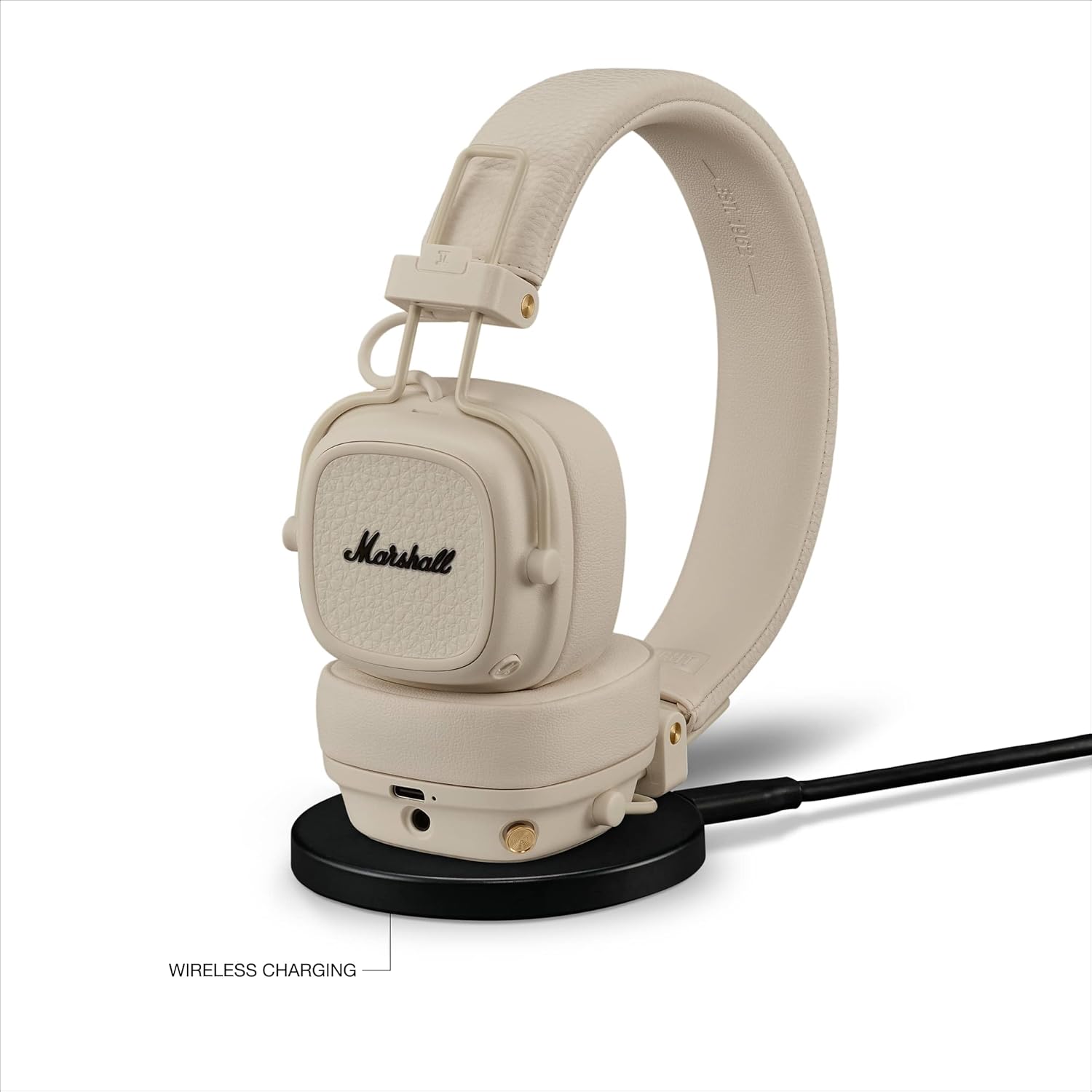 Marshall Major V Bluetooth Headphones - Foldable Bluetooth Wireless Headphones Bluetooth with 100+ Hours of Playtime (Cream)