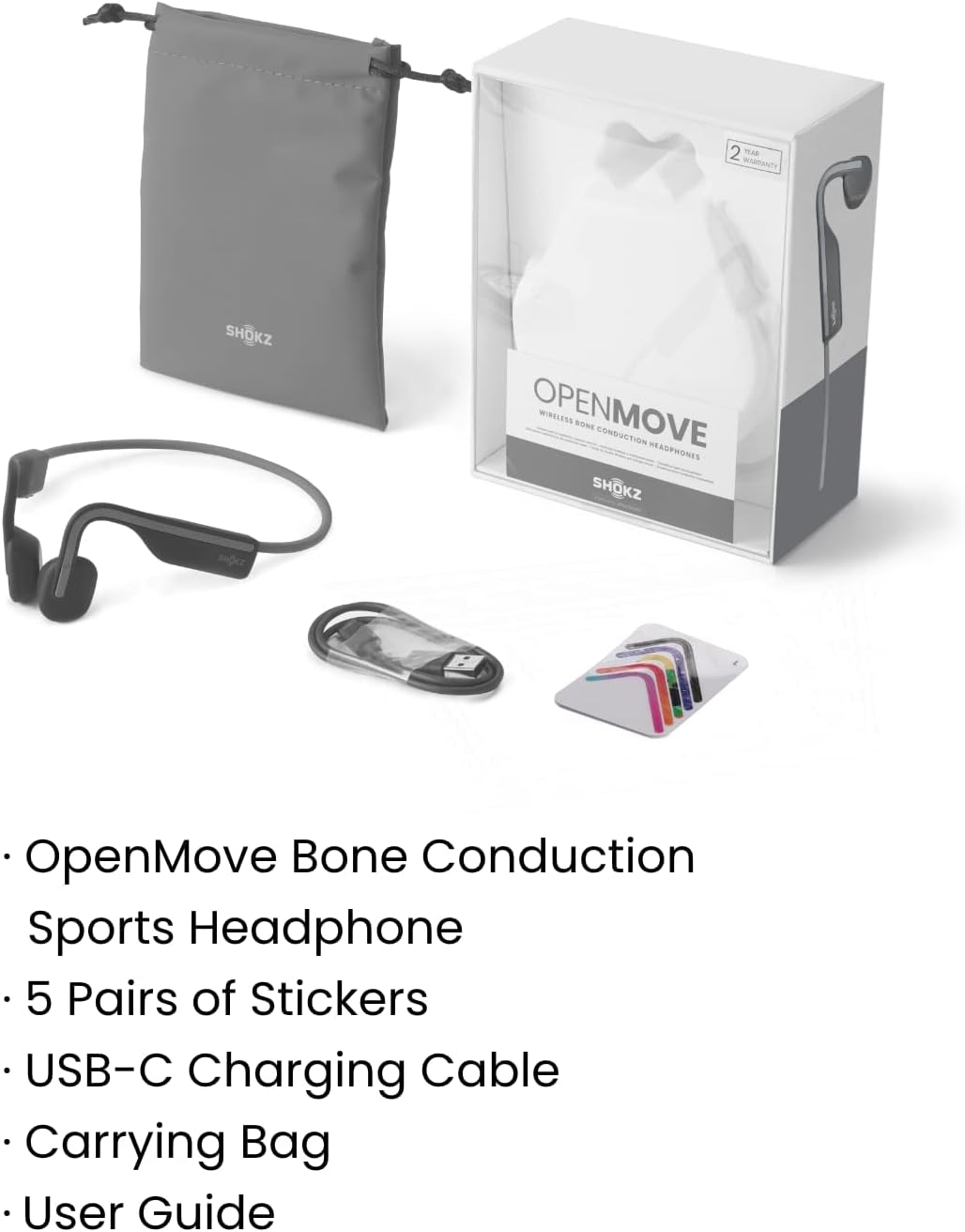 SHOKZ OpenMove Bone Conduction Headphones For Sport(Slate Grey), One Size