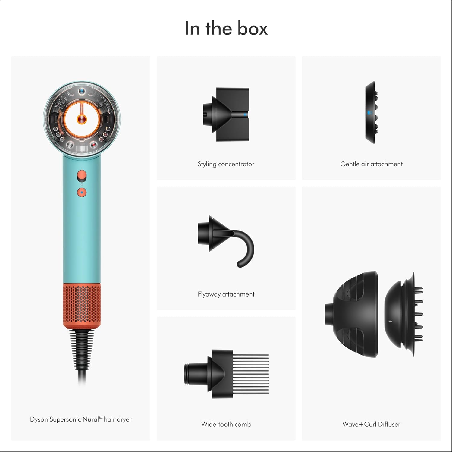 مجفف الشعر دايسون سوبر سونيك نورال™، HD16 سيراميك باتينا/توباز، العناية بالشعر، التحكم الذكي في الحرارة، بلاستيك، تجفيف وتصفيف