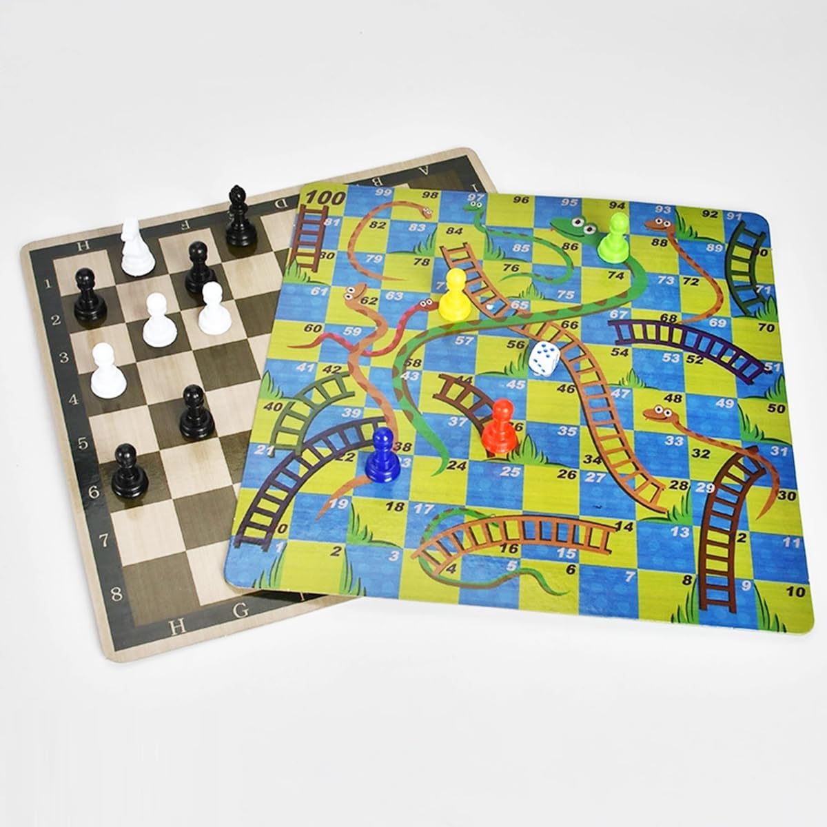 ECVV 100 in 1 Classic Games Compendium of Classic Family Board Games - Includes Chess, Draughts, Ludo Snake and Ladders, Fun & Educational Play