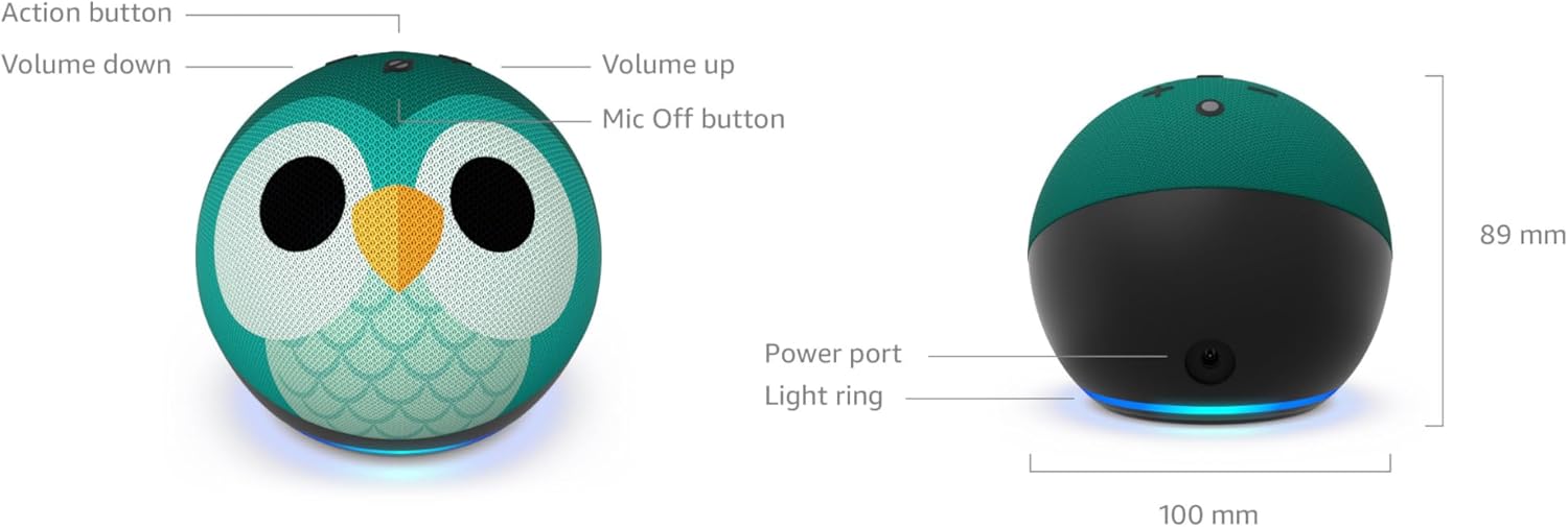 K06 E.c.h.o D.o.t Kids Owl (Newest 5th Gen) | Wi-Fi and Bluetooth Smart Speaker with A.l.e.x.a - Original New