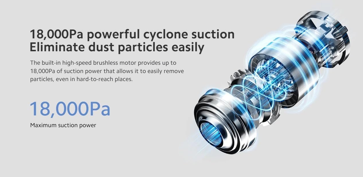 Xiaomi Vacuum Cleaner G20 – 150AW Powerful Suction, 60-min Runtime, LED Floor Brush, 12-Cyclone Filtration, 99.9% Dust Removal Efficiency