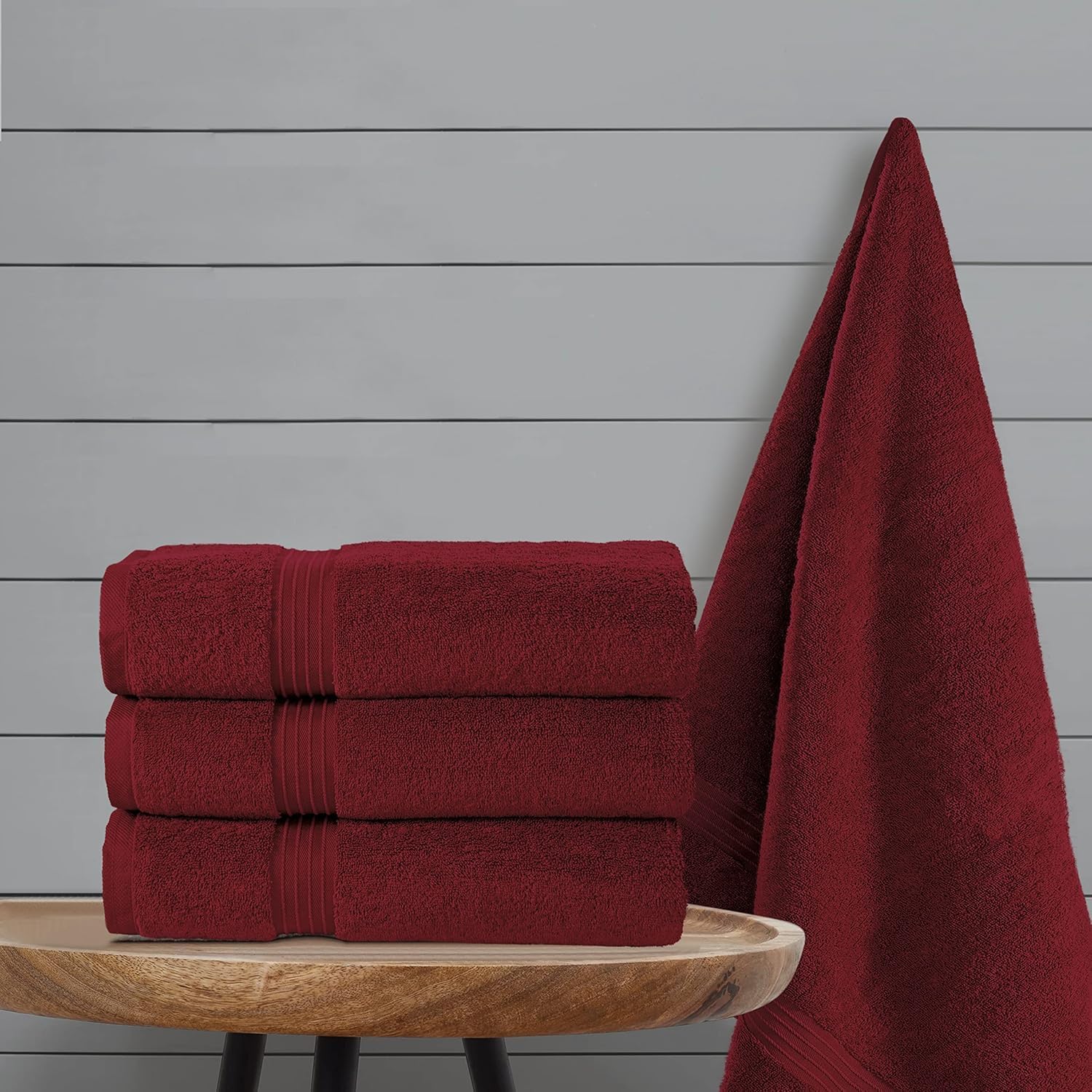 BEYTOR Luxury Bath Towels – 100% Cotton, Ultra Soft, Quick-Dry & Highly Absorbent – Plush & Durable Hotel-Quality Towels for Home, Spa & Gym – Burgundy (70X140 cm)