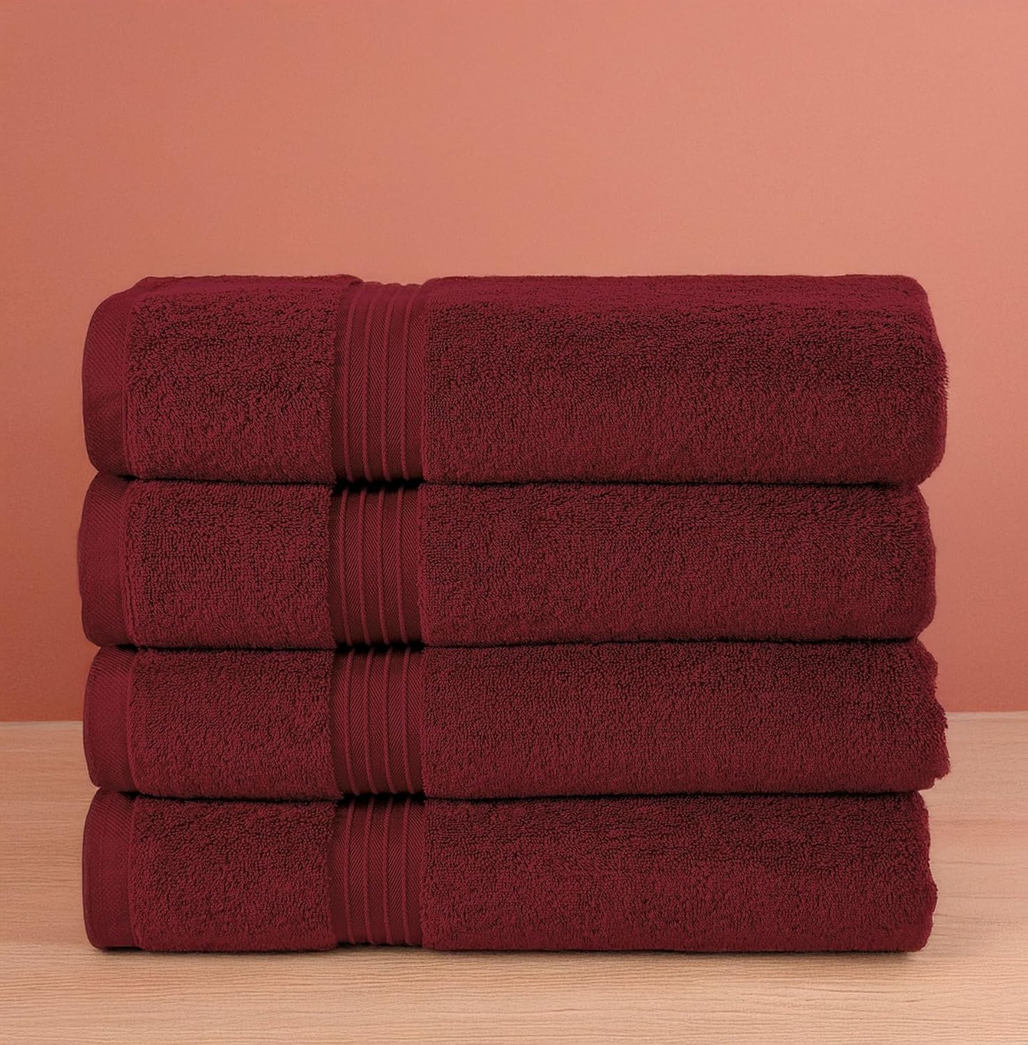 BEYTOR Luxury Bath Towels – 100% Cotton, Ultra Soft, Quick-Dry & Highly Absorbent – Plush & Durable Hotel-Quality Towels for Home, Spa & Gym – Burgundy (3pcs (90 * 180 cm+ 70 * 180 cm + 50 * 100 cm))