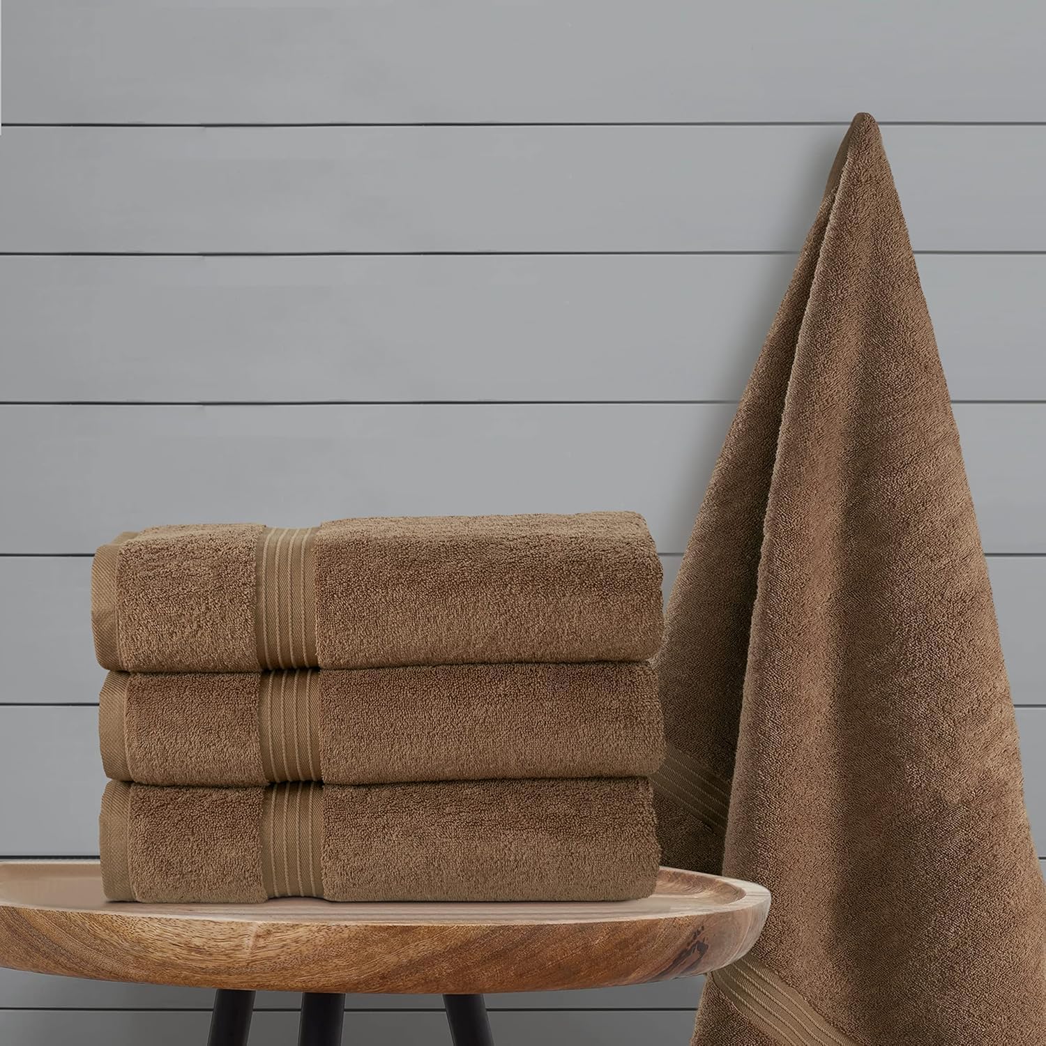 BEYTOR Luxury Bath Towels – 100% Cotton, Ultra Soft, Quick-Dry & Highly Absorbent – Plush & Durable Hotel-Quality Towels for Home, Spa & Gym – Brown (3pcs (90 * 180 cm+ 70 * 180 cm + 50 * 100 cm))
