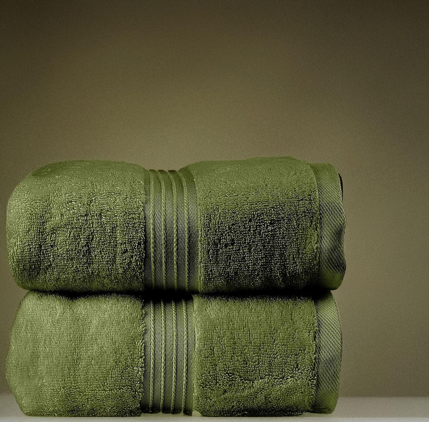 BEYTOR Luxury Bath Towels – 100% Cotton, Ultra Soft, Quick-Dry & Highly Absorbent – Plush & Durable Hotel-Quality Towels for Home, Spa & Gym – Army Green (3pcs (90*180 cm+ 70*180 cm + 50*100 cm))