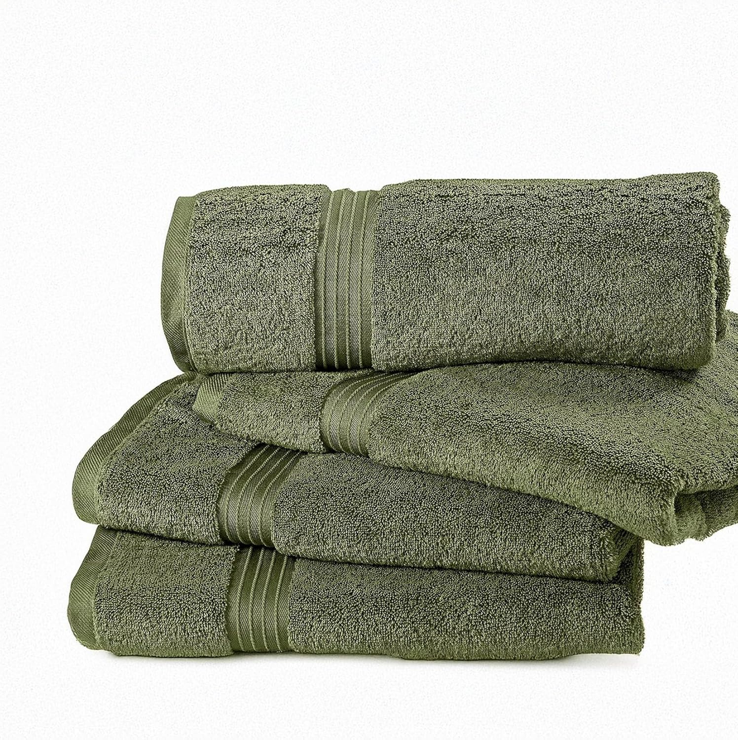 BEYTOR Luxury Bath Towels – 100% Cotton, Ultra Soft, Quick-Dry & Highly Absorbent – Plush & Durable Hotel-Quality Towels for Home, Spa & Gym – Army Green (3pcs (90*180 cm+ 70*180 cm + 50*100 cm))