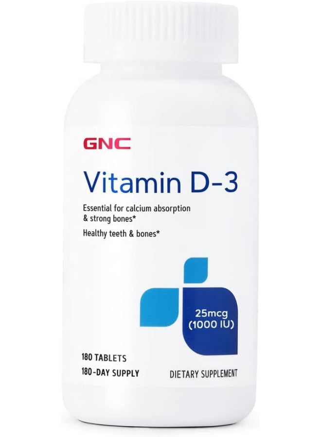Vitamin D-3 25Mcg, 180 Tablets, Supports Healthy Teeth And Bones
