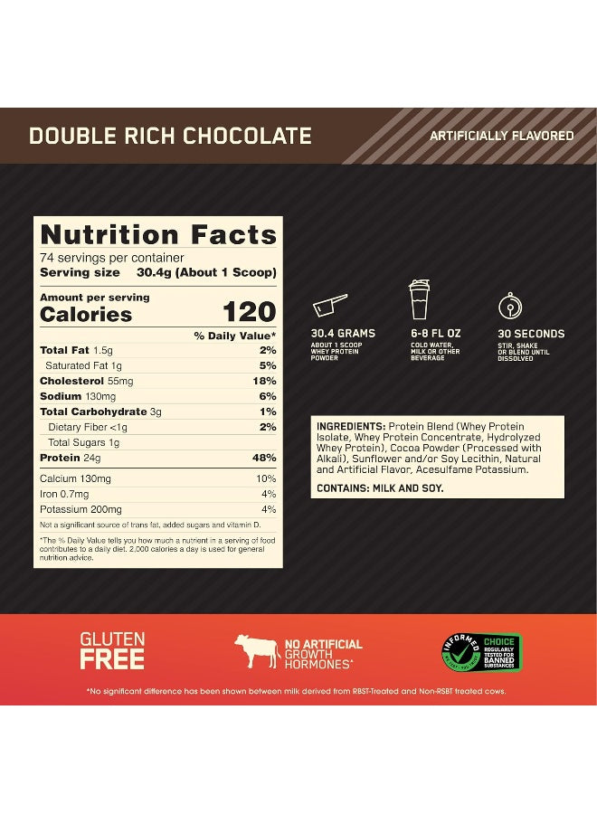 مسحوق بروتين مصل اللبن جولد ستاندرد ١٠٠٪ من مصدر أساسي معزول بنكهة الشوكولاتة، ٥ أرطال، ٧٤ حصة ٢.٢٧ كجم