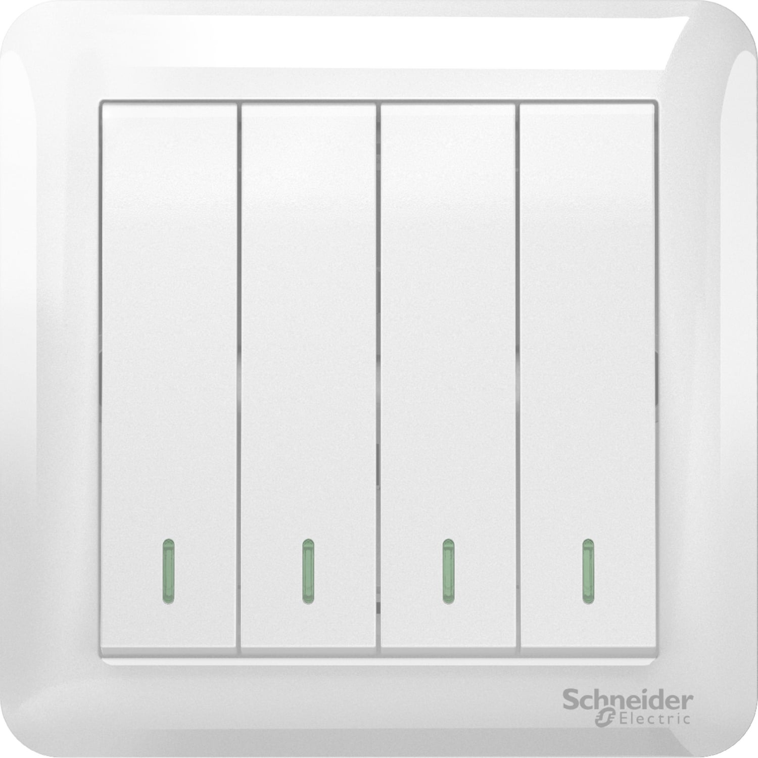 Schneider Electric Affle Plus 10AX 250V 4 Gang 1 Way Switch White - A3G34B1A_WE_G11