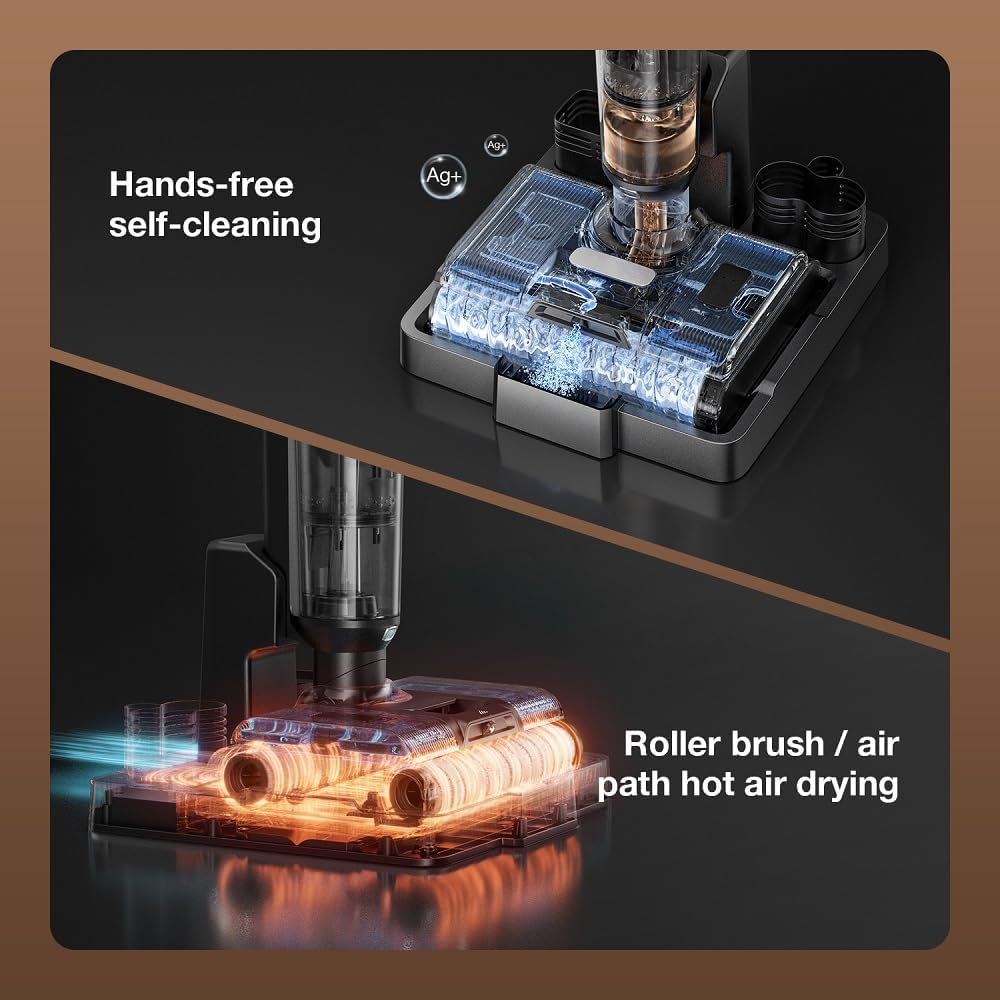 Jimmy PW11 Pro Wet and dry vacuum cleaner, 460 W/21 kPa, cordless vacuum cleaner with double brush roller, hot air drying, dust sensor, self-cleaning, automatic and manual water spray