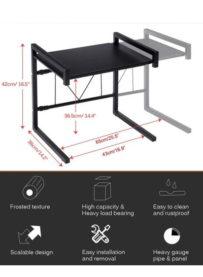 2-Tier Expandable Over the Microwave Oven Rack Strong and Sturdy Carbon Steel Kitchen Counter Shelf Storage Organiser
