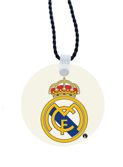 2-In-1 Football Club Real Madrid Printed Keychain And Necklace Yellow/White/Silver