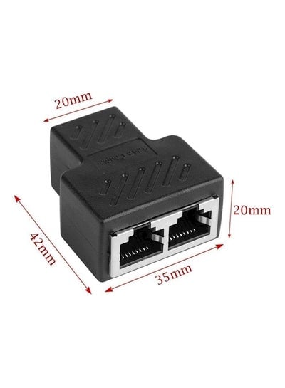 Dual Female Port RJ45 Splitter Black