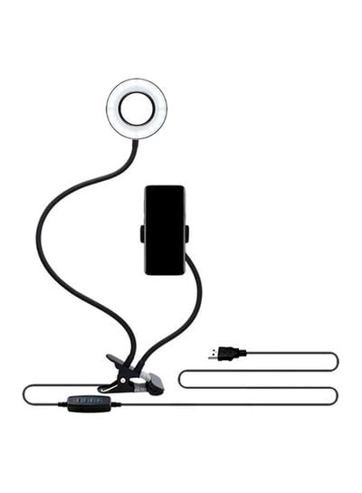 Universal Selfie Ring Light With Flexible Mobile Phone Holder Black 65x9centimeter