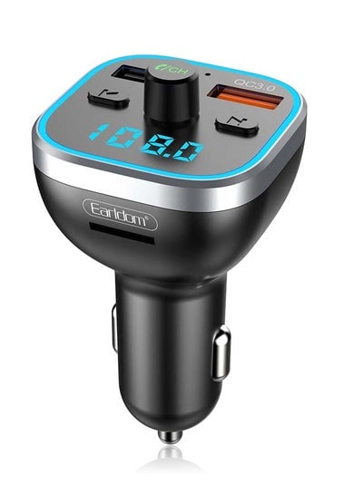 Bluetooth FM Transmitter Fast Car Charger Black