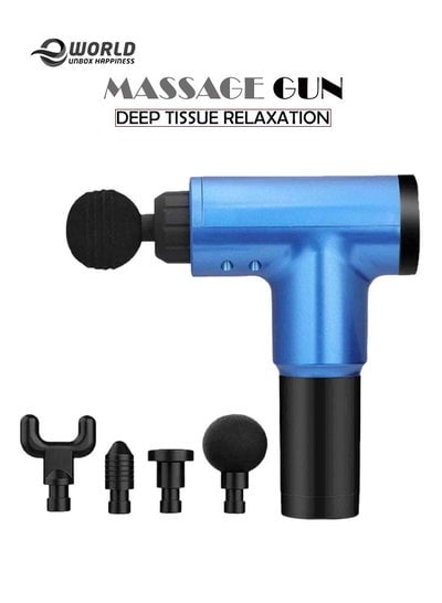 Electric Muscle Massage Gun Hand Held Deep Tissue Body Massager with 4 Heads Adjustable Pressure
