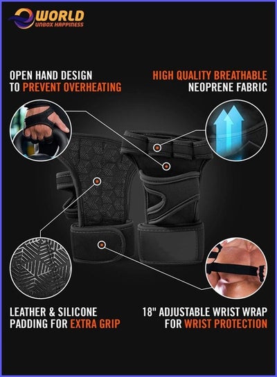 Sports Cross Training Gym Workout Leather Gloves with Wrist