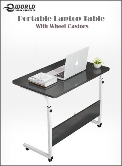 Laptop Stand Adjustable Computer Standing Desk with Wheels Portable Side Table for Bed, Sofa, Hospital, Reading & Eating