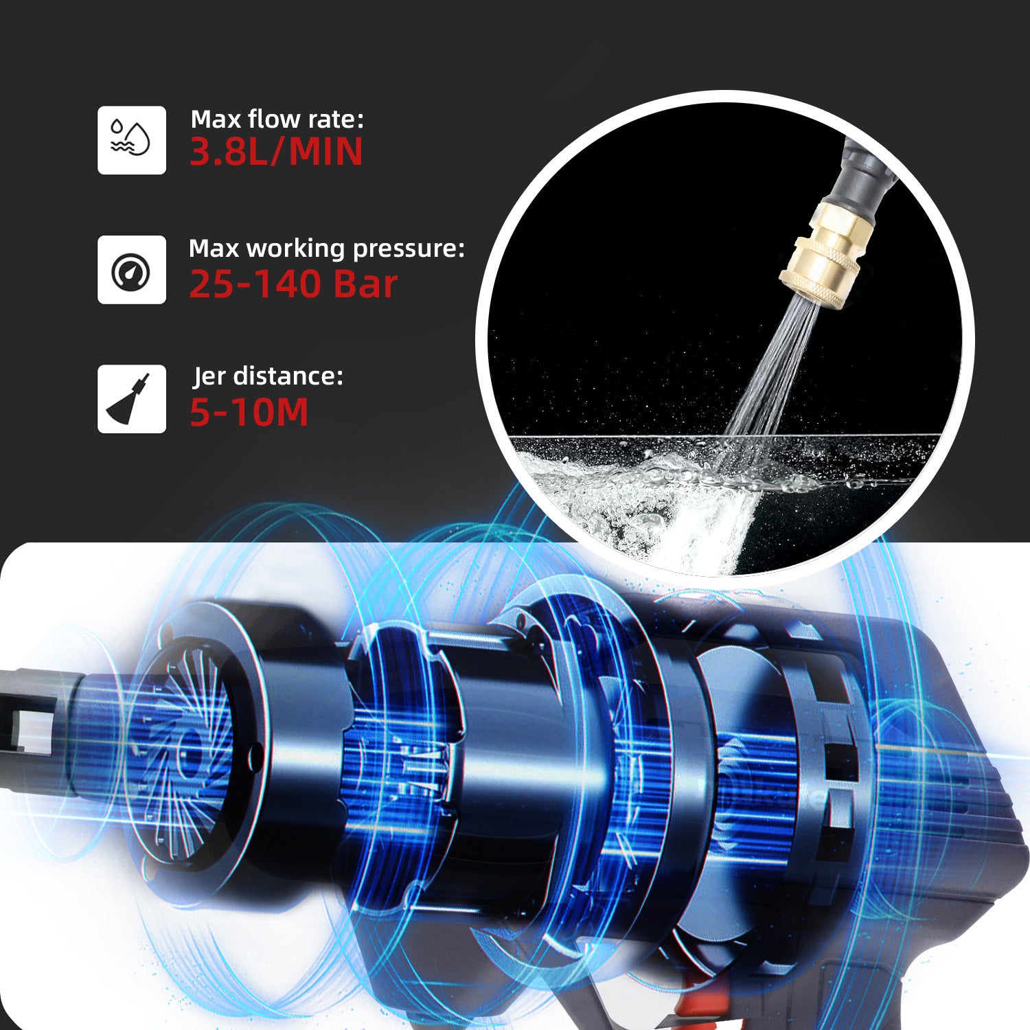 غسالة ماكوتي اللاسلكية عالية الضغط - أقصى ضغط لتنظيف السيارات والأماكن الخارجية (CHPW001-2B)