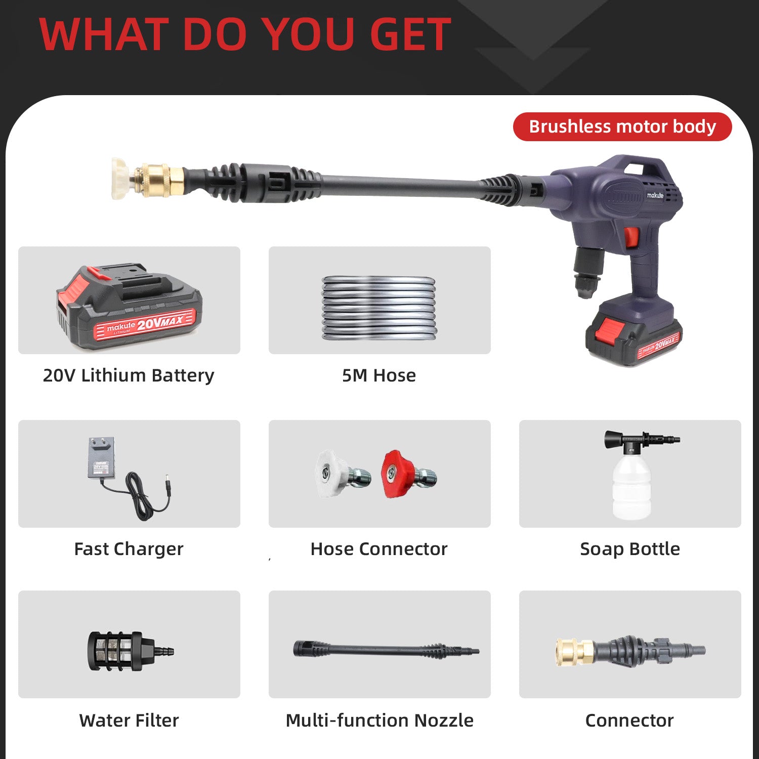 غسالة ماكوتي اللاسلكية عالية الضغط - أقصى ضغط لتنظيف السيارات والأماكن الخارجية (CHPW001-2B)