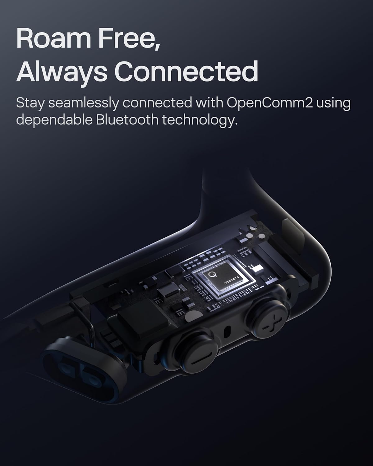 SHOKZ OpenComm2 2025 Upgrade Bone Conduction Headset, Open-Ear Bluetooth Headphones with Noise Cancelling Mic, Wireless Earphones for Work, Call, Meeting, Driving, 16H Talktime