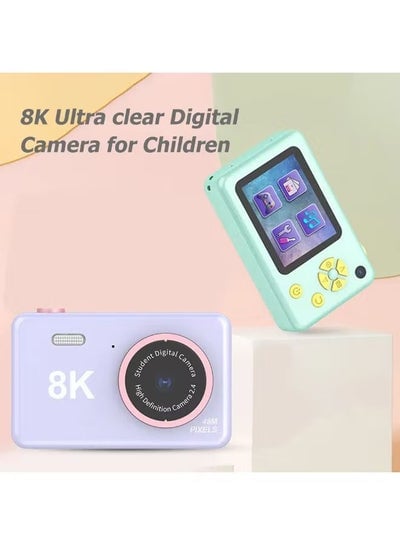 8K Kids Digital Camera Dual Lens 8MP UHD Photography Video Camera 2.4 Inch IPS Screen Battery Operated Educational Birthday Gift - Green - EMALL