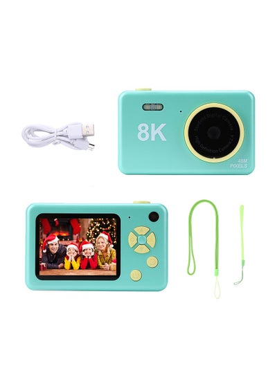 8K Kids Digital Camera Dual Lens 8MP UHD Photography Video Camera 2.4 Inch IPS Screen Battery Operated Educational Birthday Gift - Green - EMALL