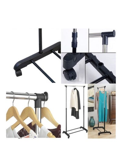 Telescopic Clothes Rack Silver/Black 75x80x45centimeter - EMALL